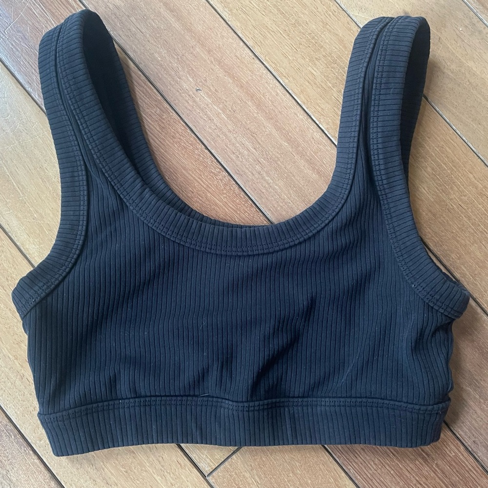Alo Yoga Ribbed Black Wellness Bra | XS/S No Tag | Athletic Crop Sports Bra - Picture 5 of 13